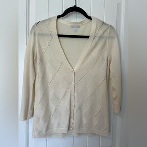 NY New York and Company size medium Argyle button women’s cardigan ivory